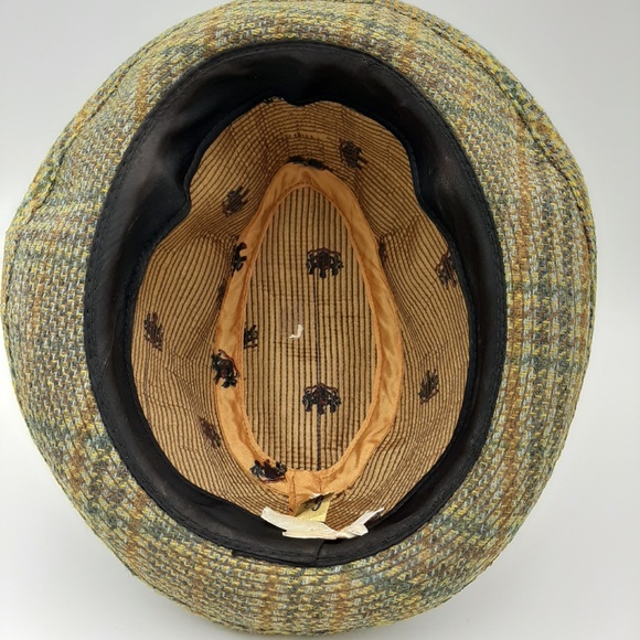 Vintage Classic Wool Herringbone Plaid Trillby Hat - Picture 5 of 6